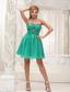 Ruched Bodice and Beaded Decorate Bust Simple Green Chiffon Gown For 2013 Prom Dress