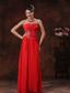 Fountain Hills Arizona Red Beaded Decorate Strapless Chiffon Prom Dress