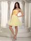 Light Yellow A-line / Pricess Strapless Mini-length Organza Ruch Prom / Homecoming Dress