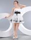 White A-line / Pricess Strapless Mini-length Taffeta Appliques Prom / Homecoming Dress