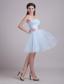 Baby Blue A-line Strapless Short Organza Beading and Ruch Cocktail Dress