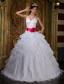 White A-line Halter Floor-length Organza Beading Quinceanera Dress