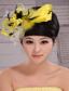 Fashionable Yellow and Black Feather Tulle Women ? s Fascinators