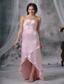 Pink Column / Sheath Straps High-low Chiffon Beading Prom Dress
