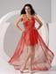 Halter Embroidery Taffeta and Organza High-low 2013 Prom Dress