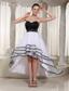 Black and White Organza High-low Sweetheart Prom Dess Belt Deading Decorate