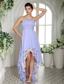 Lilac Chiffon Beaded Decorate Waist High-low Prom Dress For Custom Made In Ronan