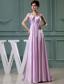 Beading Halter Empire Elastic Woven Satin Floor-length Prom Dress Lavender