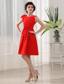 A-Line Bridesmaid Dress Red Knee-length Taffeta Scoop Knee-length