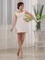 Beading Square Column Satin Mini-length White Prom Dress