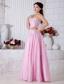 Baby Pink Empire Strapless Prom Dress Tulle Beading Floor-length