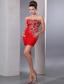 Red Column Sweetheart Short Prom Dress Chiffon Beading Mini-length