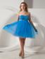 Blue A-line Sweetheart Beading Short Prom Dress Mini-length Taffeta and Tulle