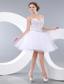 Lovely White Short Prom / Homecoming Dress A-line / Pricess Sweetheart Mini-length Organza Beading