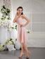 Baby Pink A-Line / Princess Straps Tea-length Chiffon Hand Flower Prom Dress