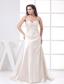Sweetheart Embroidery Column Prom Dress With Brush Train
