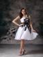 White A-line One Shoulder Mini-length Organza Lace Bridesmaid Dress