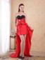 Red Column/Sheath Sweetheart High-low Beading Taffeta Prom Dress