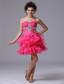 Sweetheart A-Line Mini-length Organza Beading Pink Prom Dress