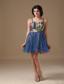 Multi-color A-line Straps Mini-length Organza and Printing Beading Prom Dress