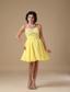 Yellow A-line Sweetheart Mini-length Chiffon Beading Prom Dress