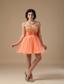 Orange A-line Sweetheart Mini-length Organza Beading Prom Dress