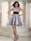 Gray A-line Halter Mini-length Organza Sash Prom Dress