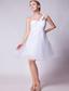 White A-line One Shoulder Mini-length Organza Beading Prom Dress