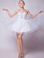 White A-line Sweetheart Mini-length Organza Beading Prom Dress