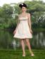 Champagne A-line Straps Mini-length Taffeta Beading Prom / Homecoming Dress
