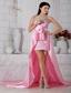 Rose Pink Empire Sweetheart High-low Taffeta Beading Prom / Evening Dress