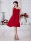 Wine Red Empire One Shoulder Prom Dress Mini-length Chiffon Ruch