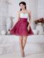 Burgundy A-line Sweetheart Mini-length Organza Beading Prom / Homecoming Dress