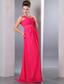 Hot Pink Empire One Shoulder Beading Prom Dress Floor-length Chiffon