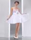 White A-line Sweetheart Mini-length Taffeta and Chiffon Beading Prom Dress