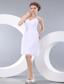 White Column One Shoulder Mini-length Chiffon Appliques Prom / Homecoming Dress