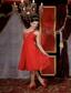 Red Empire One Shoulder Tea-length Chiffon Beading Prom / Homecoming Dress