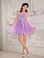 Lavender A-line / Princess Sweetheart Mini-length Organza Beading Prom / Cocktail Dress
