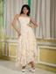 Champagne Empire Strapless Ankle-length Chiffon Hand Made Flower and Ruffles Prom Dress