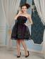 Black Column Strapless Knee-length Organza Embroidery Prom Dress