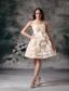 Champagne A-line Strapless Mini-length Organza Hand Made Flowers Prom / Homecoming Dress