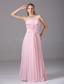 Beading and Ruching Decorate Bodice Pink Chiffon Floor-length 2013 Prom Dress