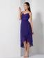 Purple Column Spaghetti Straps High-low Chiffon Bridesmaid Dress