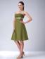 Olive Green Empire Strapless Knee-length Chiffon Bridesmaid Dress