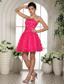 2013 Salem Hot Pink Prom Dress With Appliques and Beading Mini-length For Custom Made