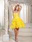 Ruffles A-line Sweetheart Prom Dress Online Yellow Organza With Beading In Oklahoma