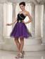 Black and Purple A-line Sweetheart Mini-length Tulle Beading Prom / Cocktail Dress