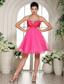 Hot Pink Beaded Spaghetti Straps Halter Prom Dress Knee-length In Houghton