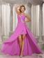 High-low Lavender Sweetheart Celebrity Dress With Appliques and Ruched Bodice