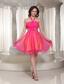 Hot Pink Halter Beaded Decorate Prom Dress For Cocktail With Chiffon